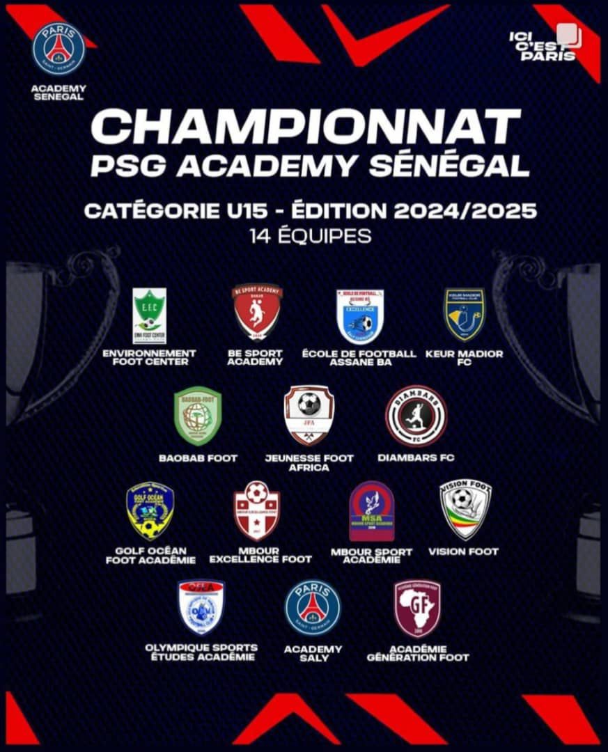 CHAMPIONNAT PSG   ACADEMY SENEGAL-  Categorie- U15  Edition 2024/2025