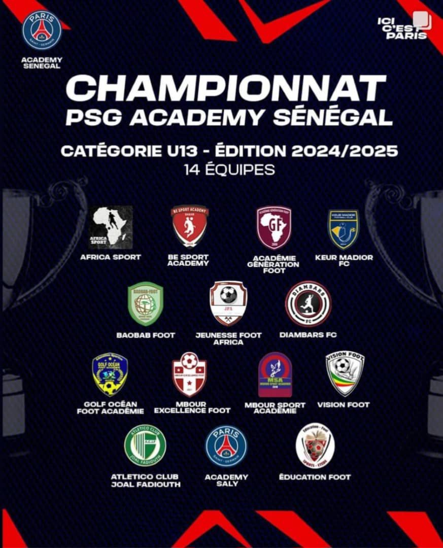 CHAMPIONNAT PSG ACADEMY SENEGAL- Categorie- U13 Edition 2024/2025